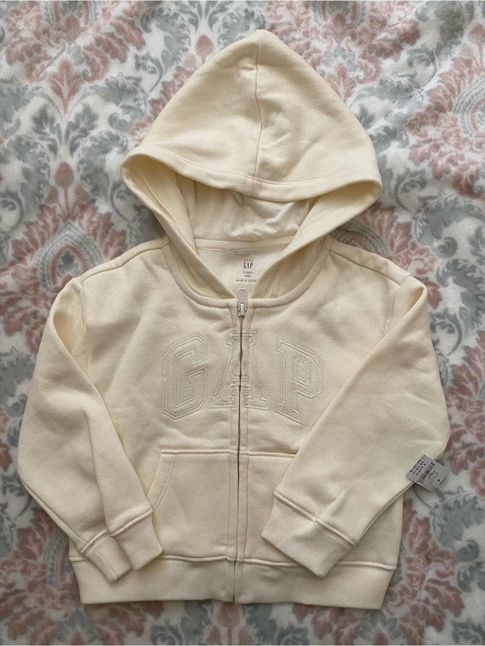 GAP Cream Hooded Zip-Up Sweatshirt for Kids